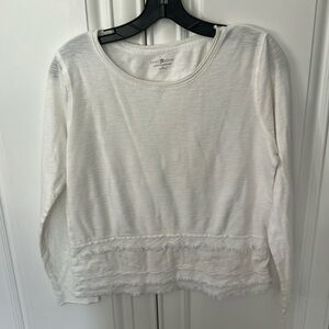 Grey State off white knit cotton frayed knit long sleeve top Size 2